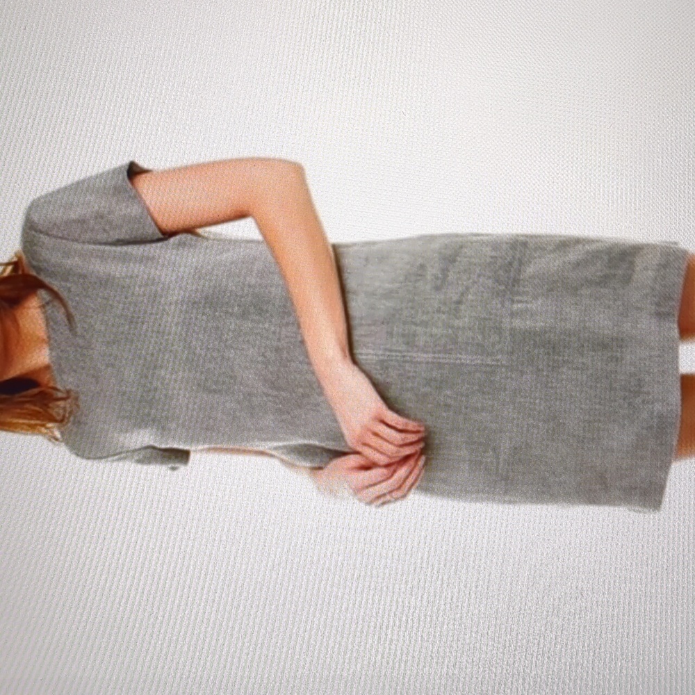 Theory NWT gray/white Linen Blend Twill Shift Dress Size Small